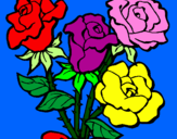 Disegno Mazzo di rose  pitturato su giuliana hallulli