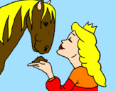 Disegno Principessa e cavallo  pitturato su regina  e  cavallino