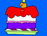 Disegno Torta di compleanno  pitturato su capri