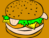 Disegno Hamburger completo  pitturato su s