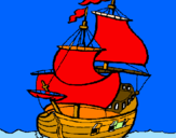 Disegno Barca  pitturato su Grisan Giuseppe