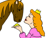 Disegno Principessa e cavallo  pitturato su emma