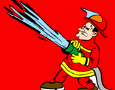 Disegno Pompiere con idrante  pitturato su samuele