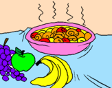 Disegno Frutta e chiocciole in casseruola pitturato su a happy meal ;)