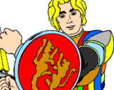 Disegno Cavaliere dallo scudo con leoni  pitturato su Riccardo S.
