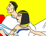 Disegno Cesare e Cleopatra  pitturato su Martina