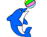 Disegno Delfino con una palla  pitturato su delfino