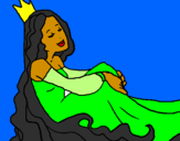 Disegno Principessa rilassata  pitturato su kk