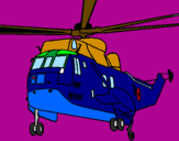 Disegno Elicottero di salvataggio  pitturato su Mago Merlino