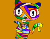 Disegno Mummia gatto scaraboechio pitturato su daniel
