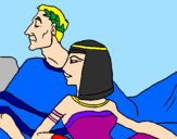 Disegno Cesare e Cleopatra  pitturato su giuliana hallulli