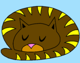 Disegno Gatto addormentato  pitturato su gianmarco