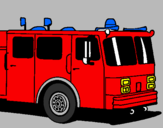 Disegno Camion dei pompieri pitturato su MATTEO