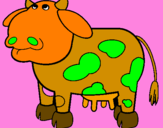 Disegno Mucca pensierosa pitturato su mucca