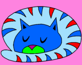 Disegno Gatto addormentato  pitturato su 2134567