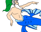 Disegno Poseidone pitturato su e