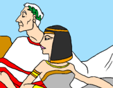 Disegno Cesare e Cleopatra  pitturato su cleo-h2o