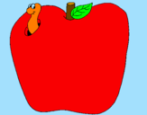 Disegno Vermiciattolo nella frutta  pitturato su Alex