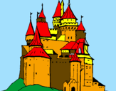 Disegno Castello medievale  pitturato su marco