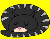 Disegno Gatto addormentato  pitturato su ´´fer
