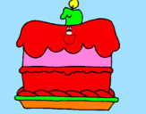 Disegno Torta di compleanno  pitturato su jas100