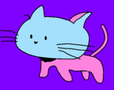 Disegno Cucciolo di gatto  pitturato su isabella