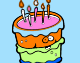 Disegno Torta di compleanno 2 pitturato su domenico