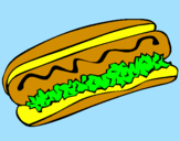 Disegno Hot dog pitturato su giallongo