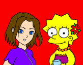 Disegno Sakura e Lisa pitturato su giulia