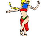 Disegno Principessa araba che danza  pitturato su dacamilla p er eugienio