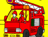 Disegno Camion dei Pompieri  pitturato su riccardo pompiere