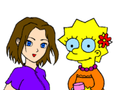 Disegno Sakura e Lisa pitturato su franesca