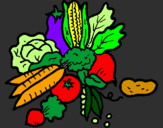 Disegno verdure  pitturato su leo