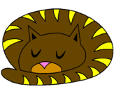 Disegno Gatto addormentato  pitturato su GIORGIA