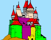Disegno Castello medievale  pitturato su luca