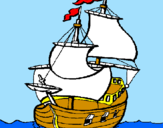 Disegno Barca  pitturato su luca