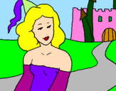 Disegno Principessa e castello  pitturato su noemi-principessa