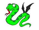 Disegno Serpente con le ali  pitturato su serpe alata