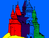 Disegno Castello medievale  pitturato su edo