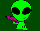 Disegno Alieno II pitturato su giulio