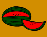 Disegno Melone  pitturato su lory