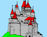 Disegno Castello medievale  pitturato su fede