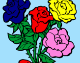 Disegno Mazzo di rose  pitturato su aurora