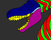 Disegno Scheletro di Tyrannosaurus rex pitturato su dinosauro denti gialli