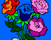 Disegno Mazzo di rose  pitturato su lilli