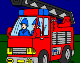 Disegno Camion dei Pompieri  pitturato su giulia e alessia