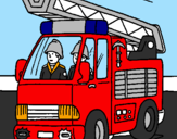 Disegno Camion dei Pompieri  pitturato su emanuele