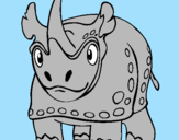 Disegno Rinoceronte  pitturato su marta