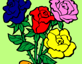 Disegno Mazzo di rose  pitturato su valentina