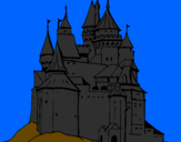 Disegno Castello medievale  pitturato su Pietro